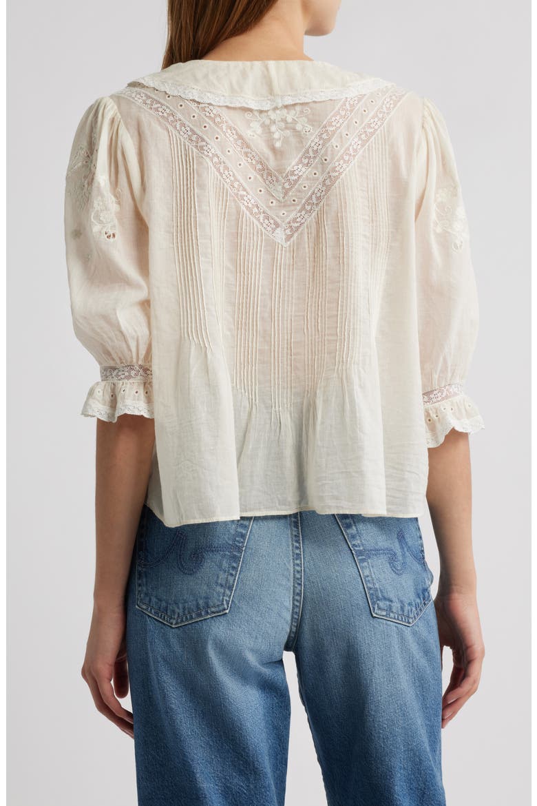 Sinora Lace & Ruffle Top, Alternate, color, OPTIC WHITE
