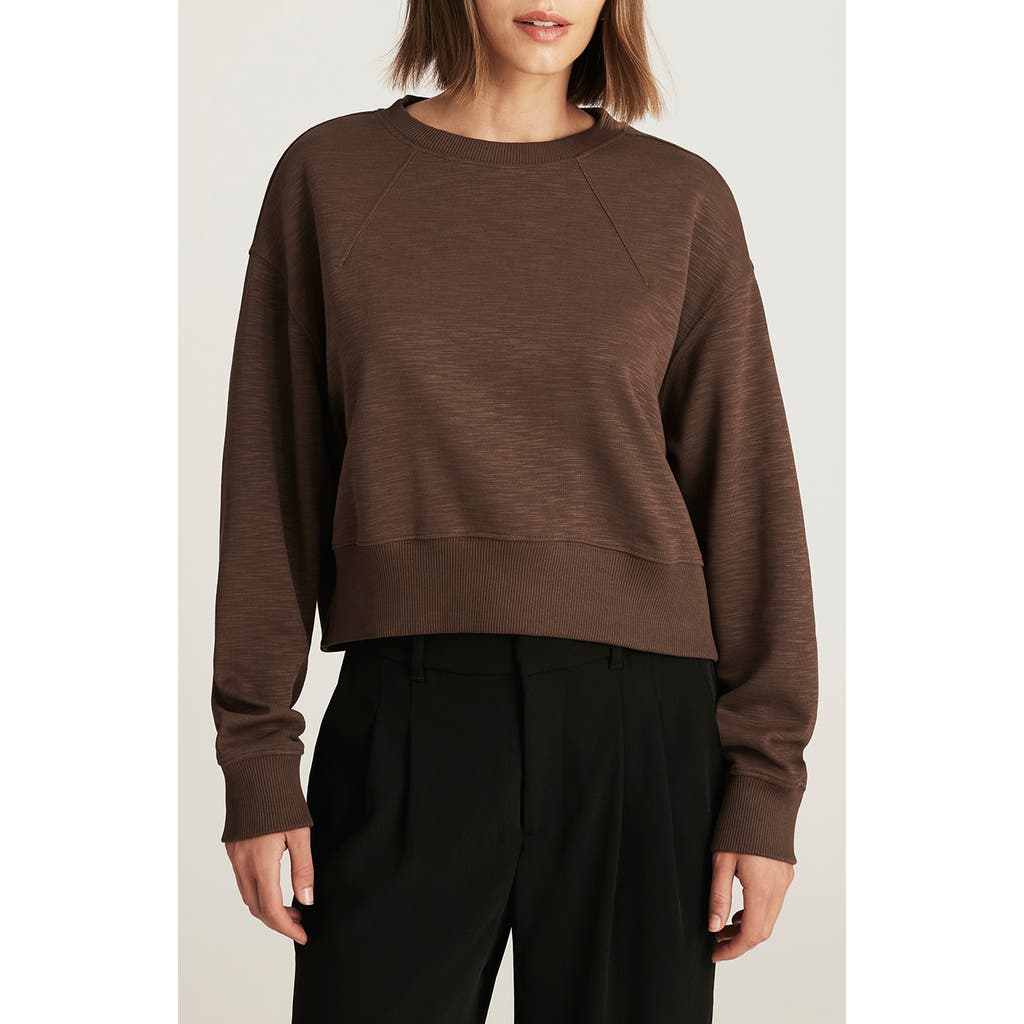 Mavi Jeans Raglan Crewneck Slub Sweatshirt In Brown