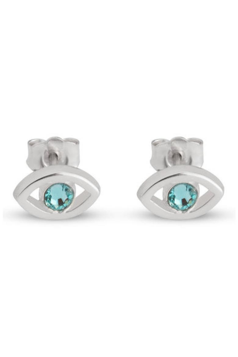 Evil Eye Birthstone Stud Earrings, Main, color, STERLING SILVER