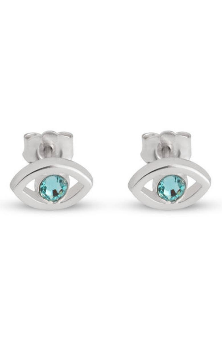 MELANIE MARIE Evil Eye Birthstone Stud Earrings, Main, color, Sterling Silver