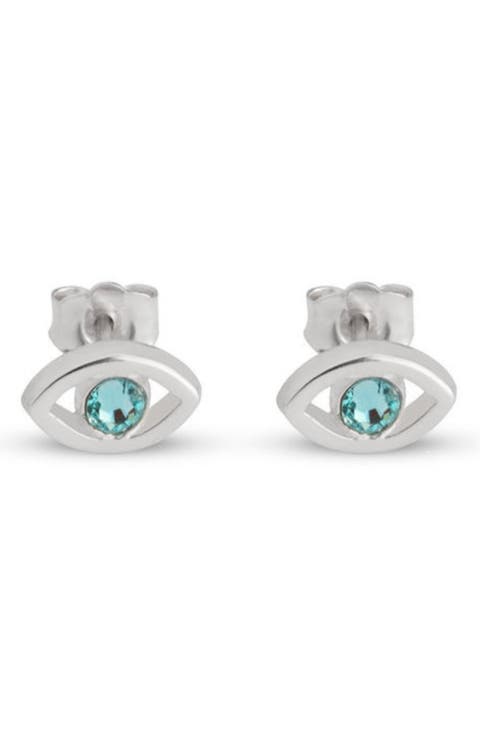 Evil Eye Birthstone Stud Earrings