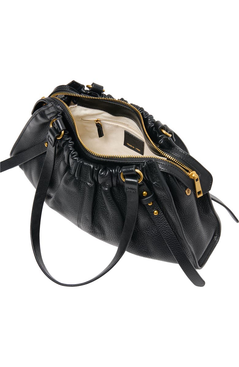 Dolce Vita Sloan Ruched Leather Shoulder Bag, Alternate, color, Black