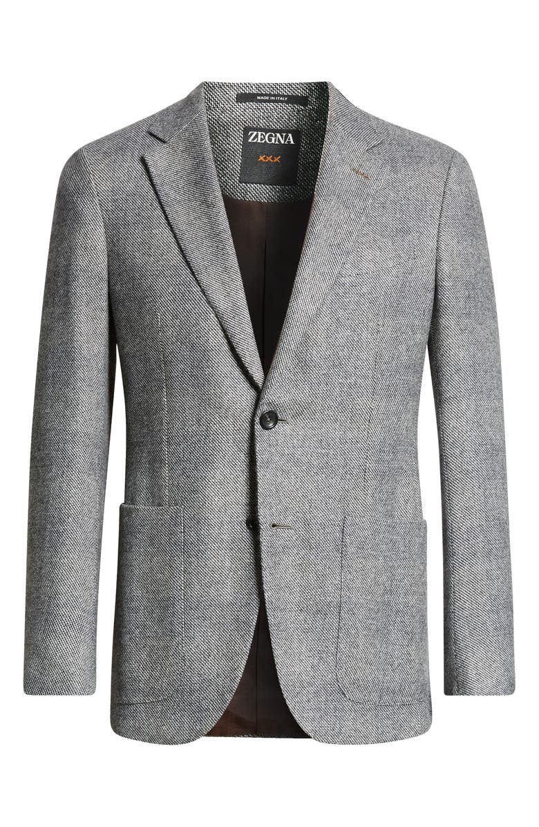 ZEGNA Textured Cashmere, Silk & Linen Sport Coat, Alternate, color, Grey