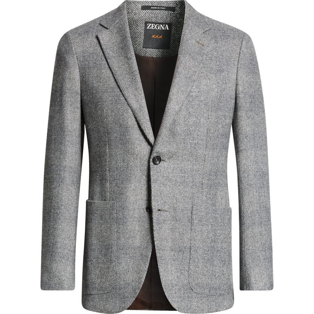 Zegna Textured Cashmere, Silk & Linen Sport Coat In Grey