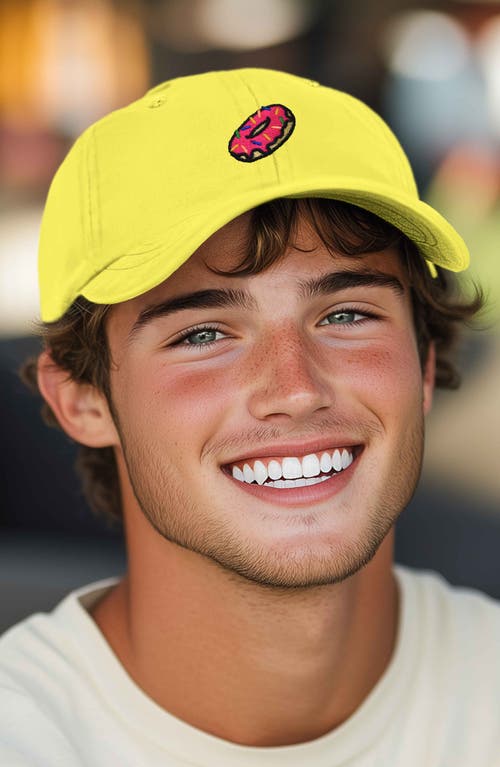 Dalix Donut Embroidered Adjustable Cap In Yellow