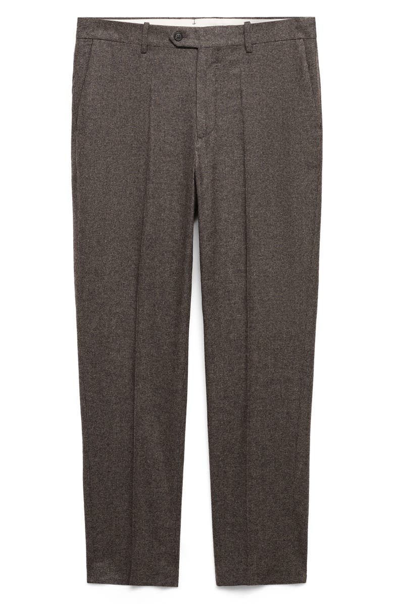 MANGO Pleated Micro Houndstooth Check Virgin Wool Blend Dress Pants, Alternate, color, 