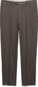 MANGO Pleated Micro Houndstooth Check Virgin Wool Blend Dress Pants