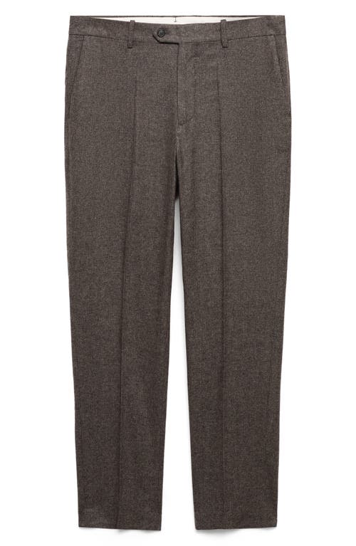 MANGO MANGO PLEATED MICRO HOUNDSTOOTH CHECK VIRGIN WOOL BLEND DRESS PANTS