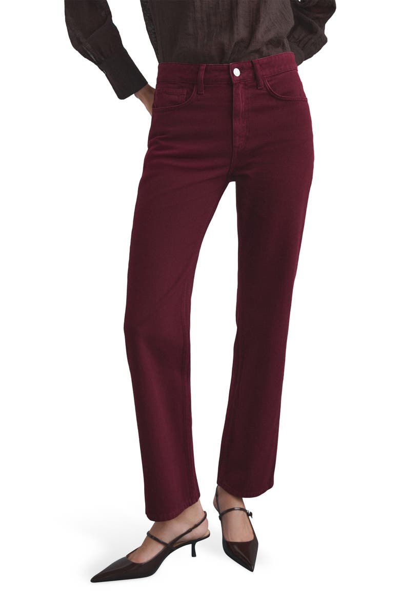 Matilda Mid Rise Straight Leg Jeans, Main, color, WINE