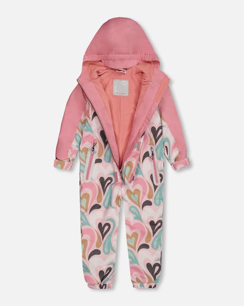 Deux Par Deux Little Kids Unisex Printed Mid-season One-piece Outerwear Light Pink With Hearts In Light Pink With Hearts