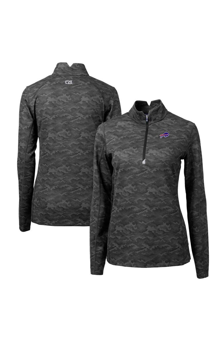 Cutter & Buck Women's Cutter & Buck Black Buffalo Bills Traverse Camo Print Stretch Quarter-Zip Pullover Top, Main, color, 