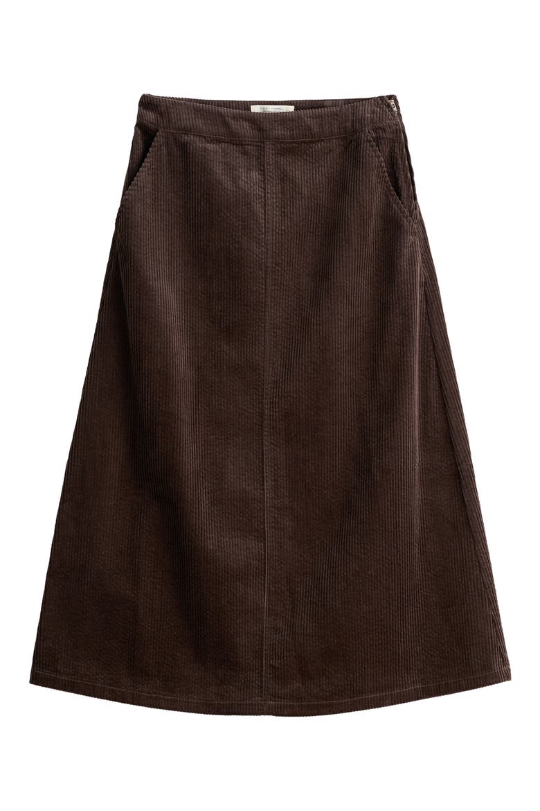 Window Wren Organic Cotton Corduroy Midi Skirt, Alternate, color, BURNT WOOD