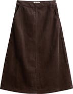 Seasalt Cornwall Window Wren Organic Cotton Corduroy Midi Skirt