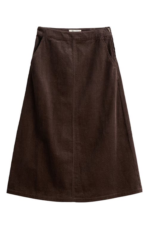 Seasalt Cornwall Window Wren Organic Cotton Corduroy Midi Skirt In Brown