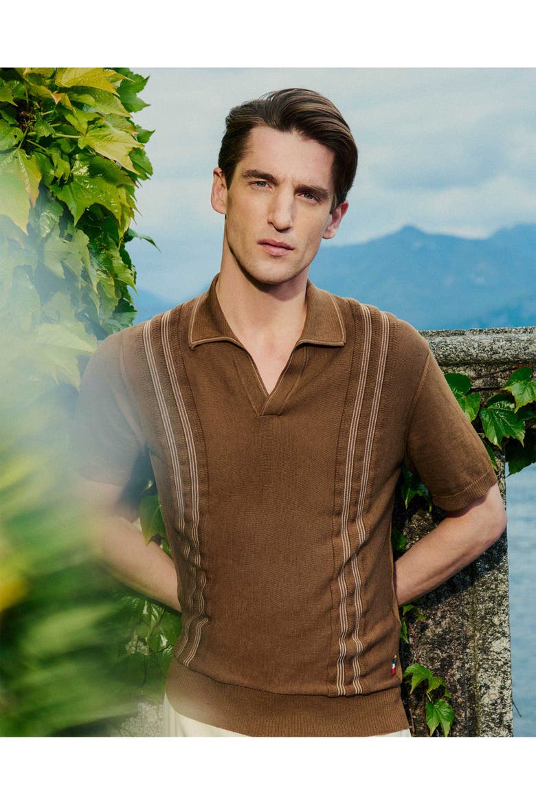 Horton Tailored Fit Silk Cotton Polo Shirt, Alternate, color, Chestnut/Chai
