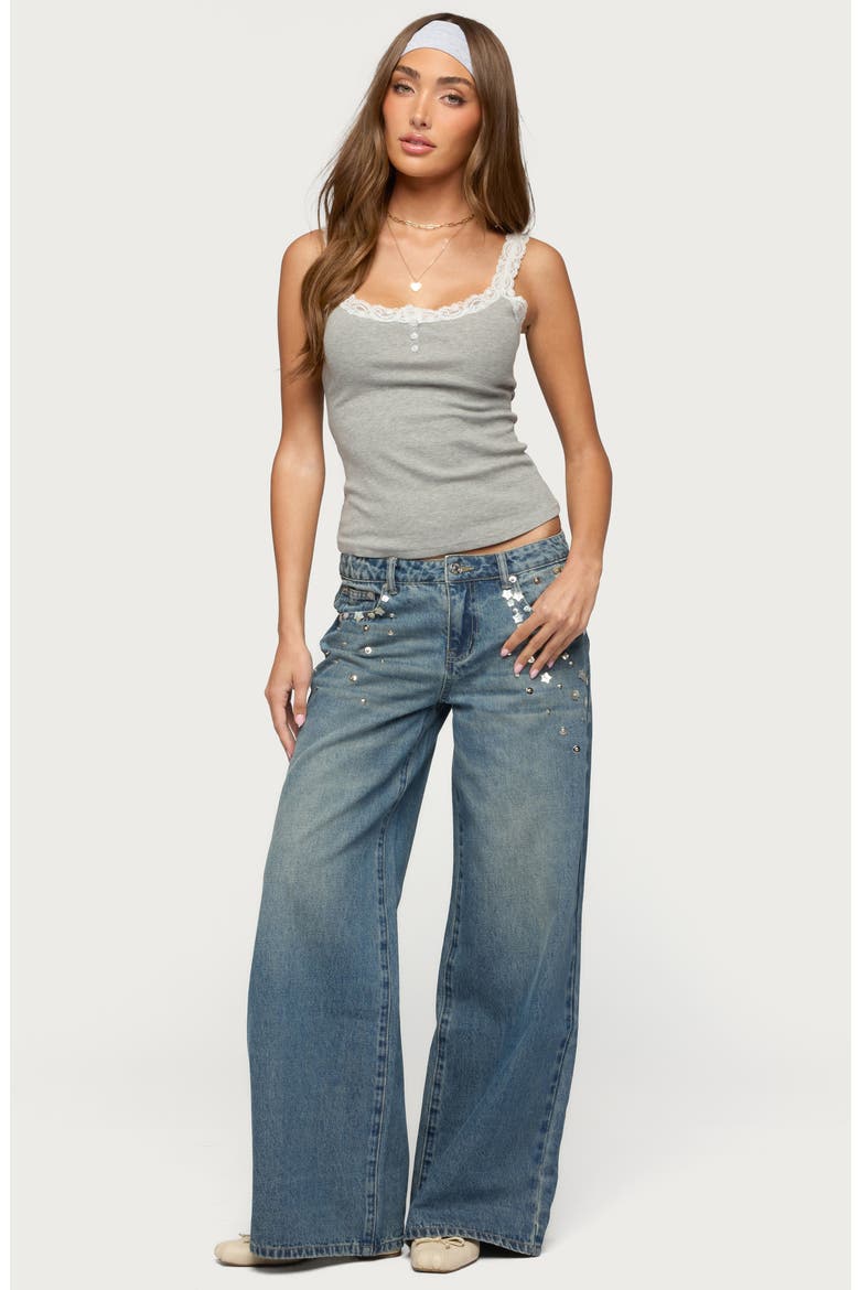 Mahalia Embellished Low Rise Baggy Jeans, Alternate, color, BLUE-VINTAGE-WASHED