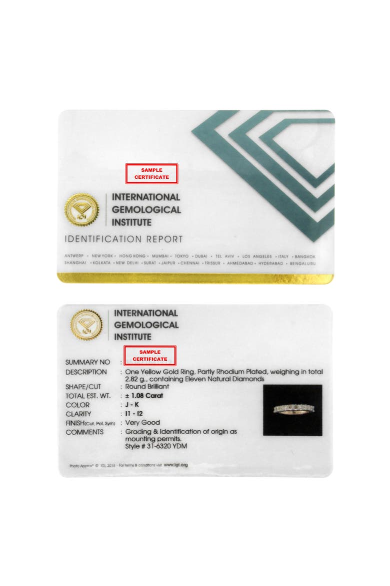 IGI Certified 10K Gold 1.0 Cttw Diamond Fluted Band Wedding Ring, Alternate, color, Yellow Gold