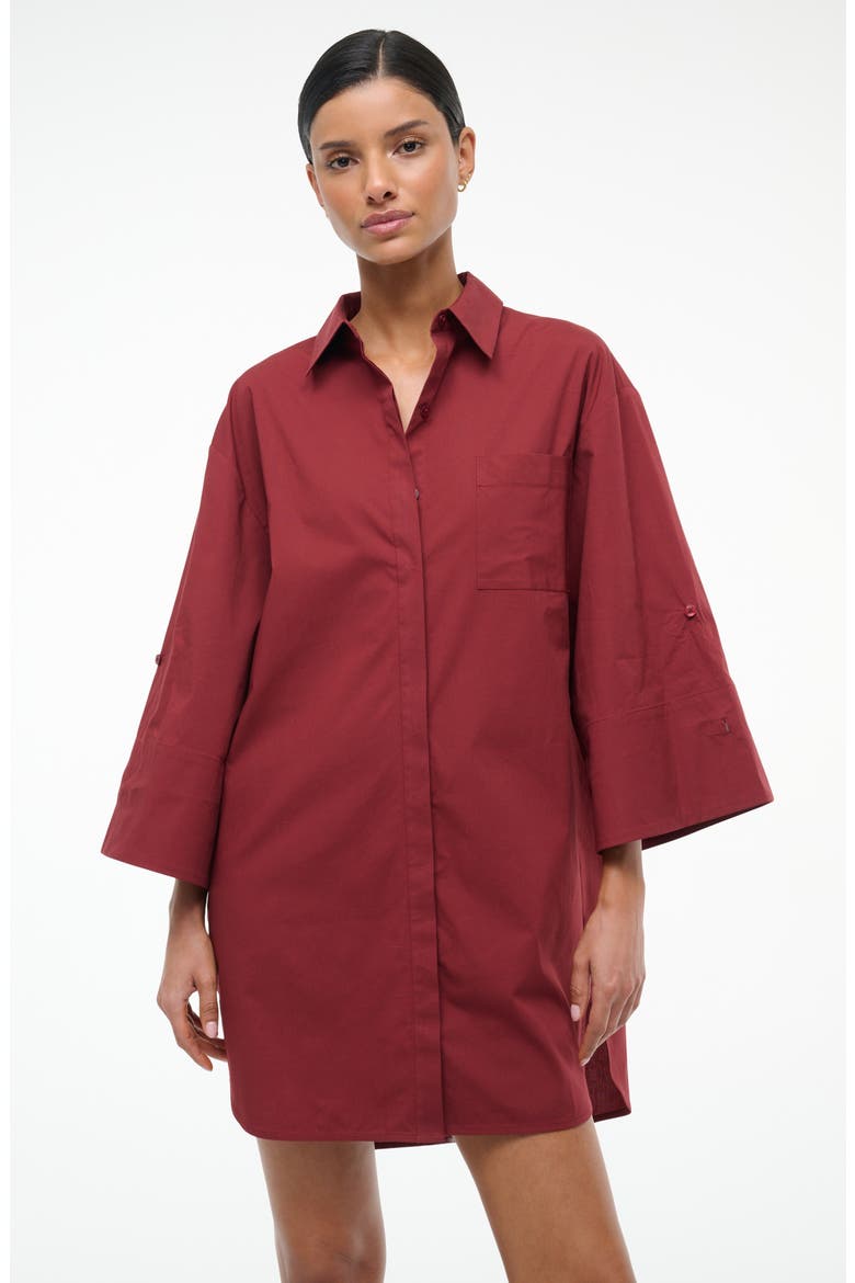 Nico Stretch Cotton Shirtdress, Alternate, color, SANGRIA