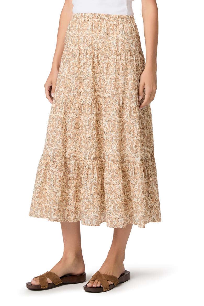 Calabria Print Tiered Maxi Skirt, Alternate, color, BONE MULTI