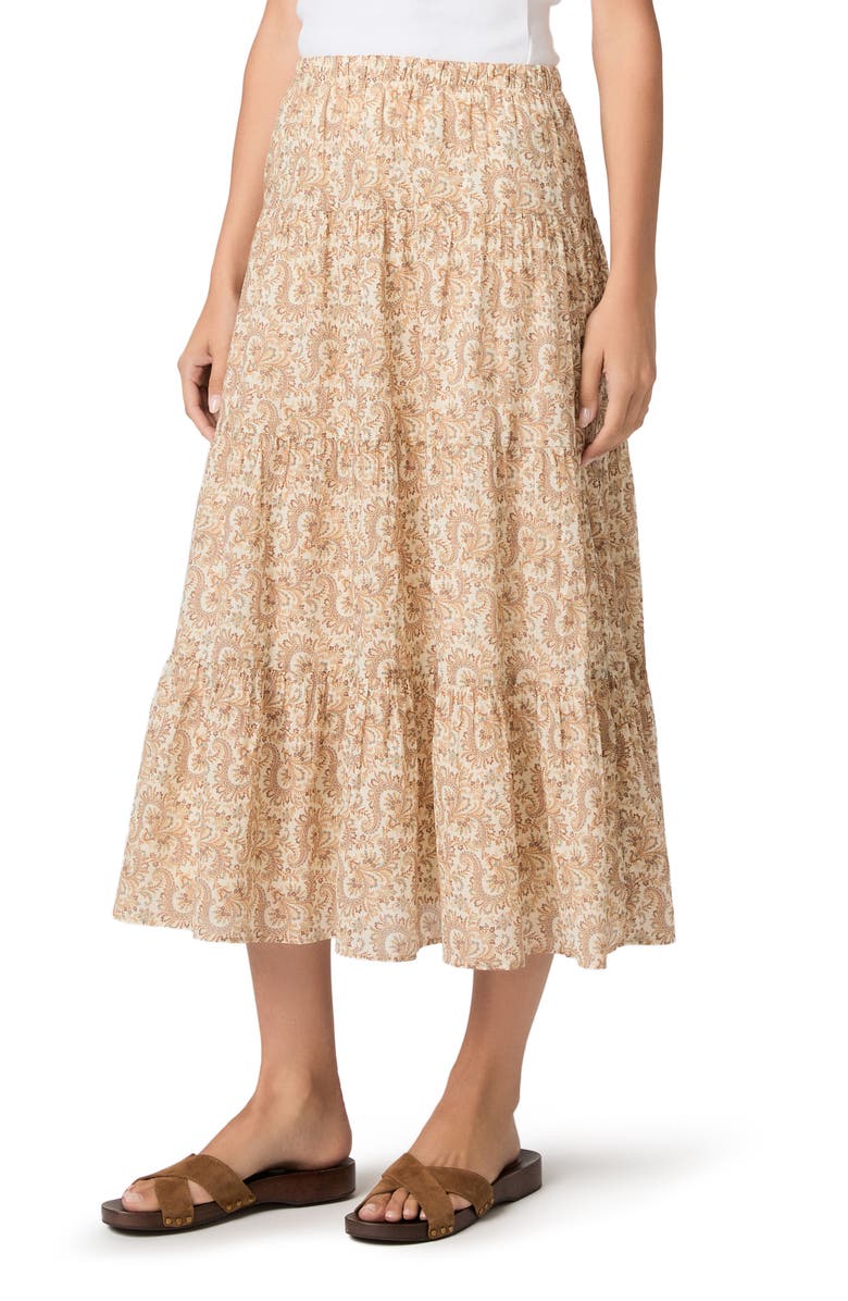 PAIGE Calabria Print Tiered Maxi Skirt, Alternate, color, Bone Multi