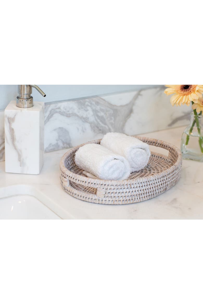 Artifacts Rattan Oval Vanity Tray, Alternate, color, White Wash