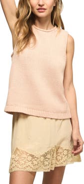 Lucky Brand Roll Neck Cotton Sweater Tank
