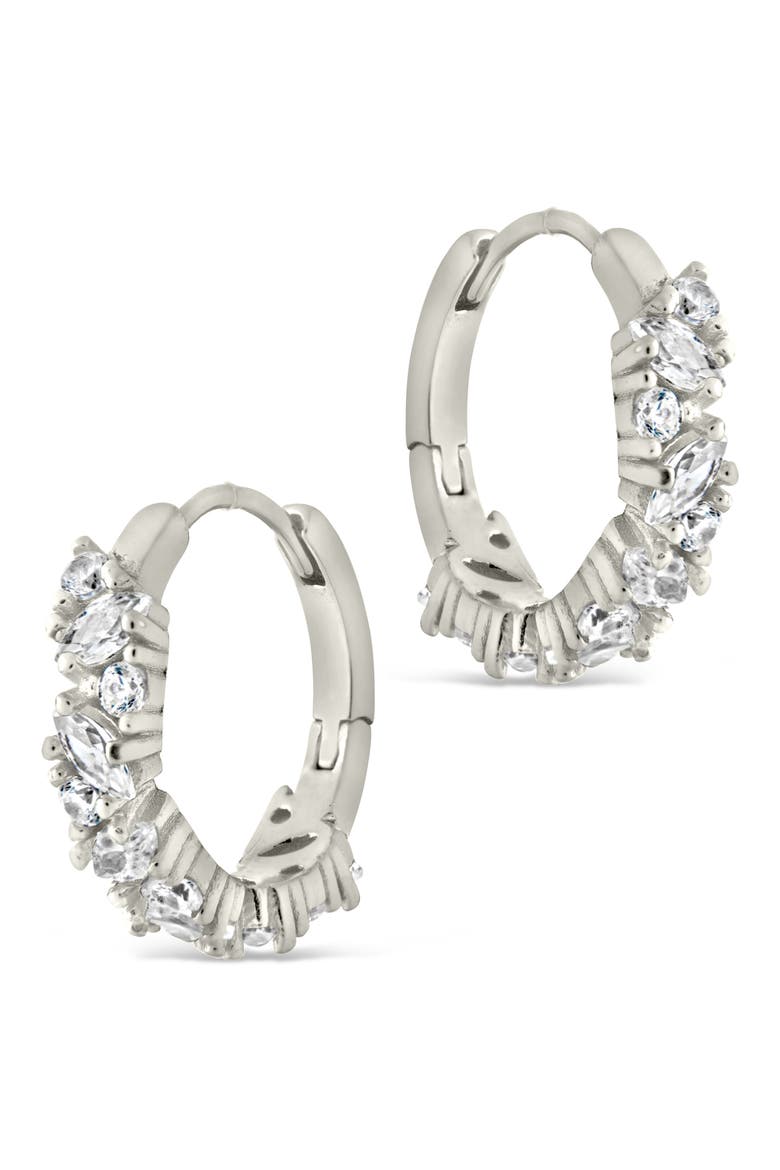 Georgia Cubic Zirconia Huggie Hoop Earrings, Alternate, color, SILVER