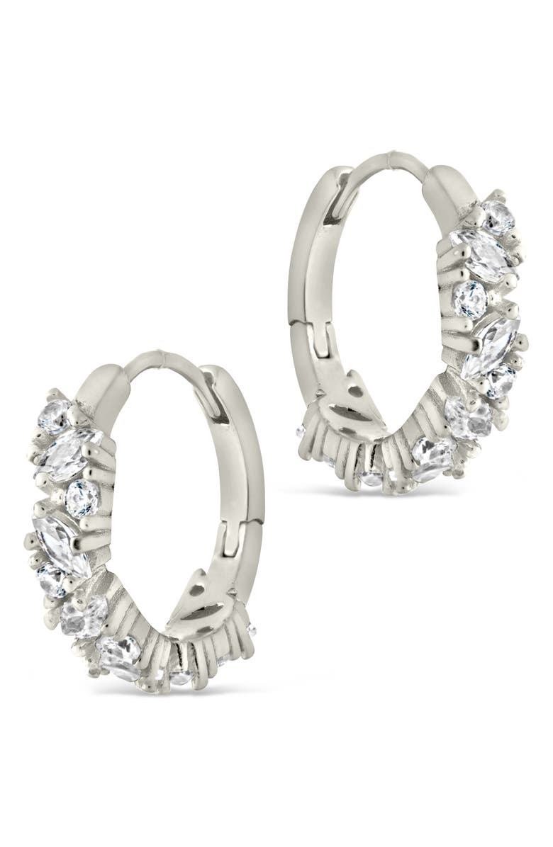 Sterling Forever Georgia Cubic Zirconia Huggie Hoop Earrings, Alternate, color, Silver