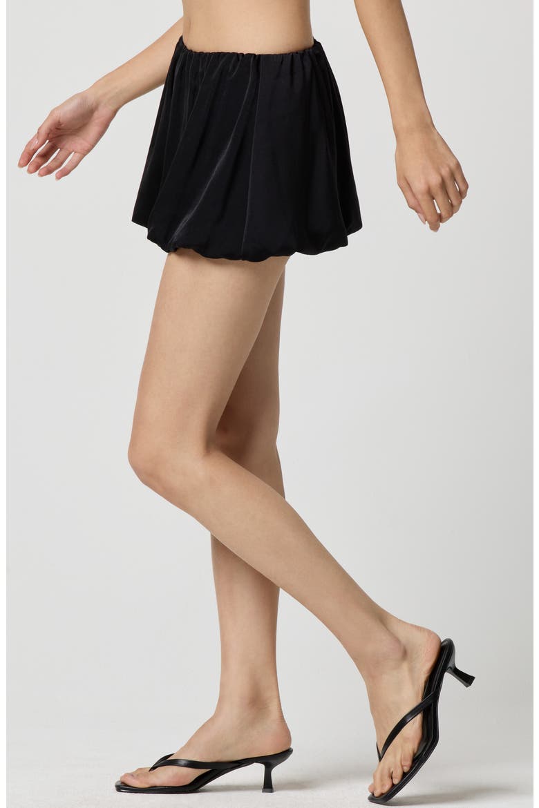 Silky Satin Bubble Skirt, Alternate, color, BLACK