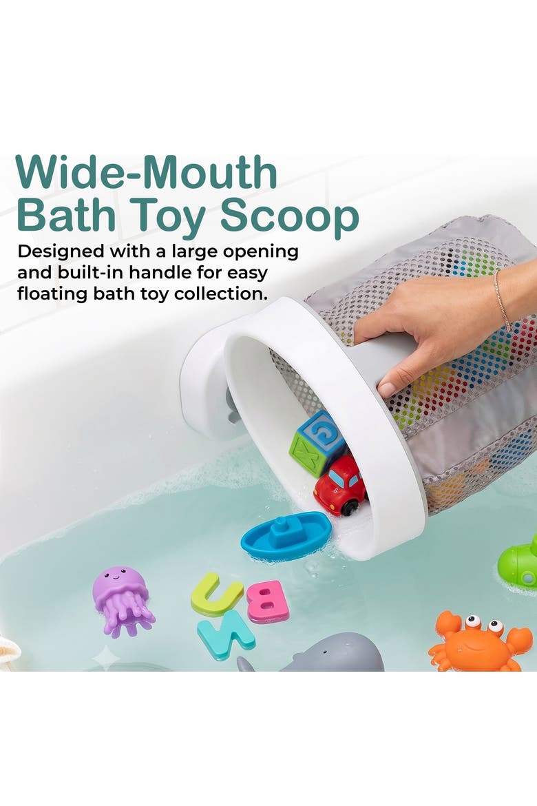 Mesh Hanging Bath Toy Storage Organizer with Suction Cup, Alternate, color, Grey
