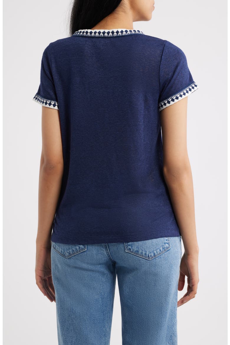 Crochet Trim T-Shirt, Alternate, color, NAVY/ WHITE