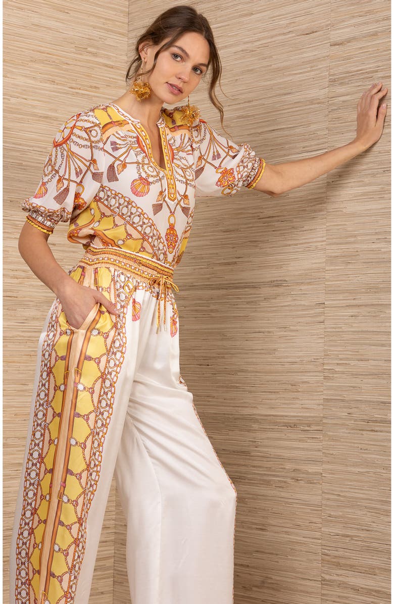 Hale Bob Danica Silk Charmeuse Pant, Alternate, color, Gold