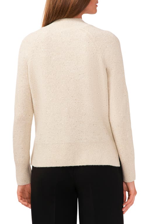 Halogen Sequin Mock Neck Sweater In Flax
