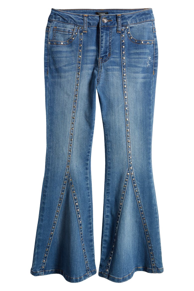 Kids' Studded Flare Jeans, Main, color, DENIM
