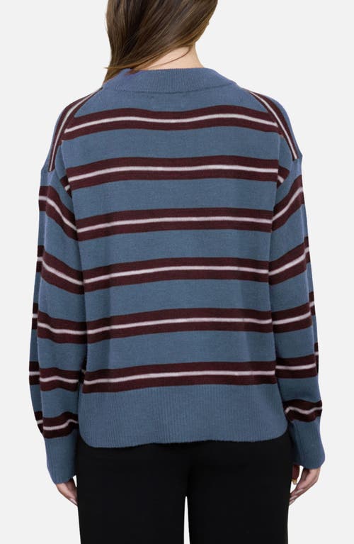 Blu Pepper Stripe Crew Sweater In Blue
