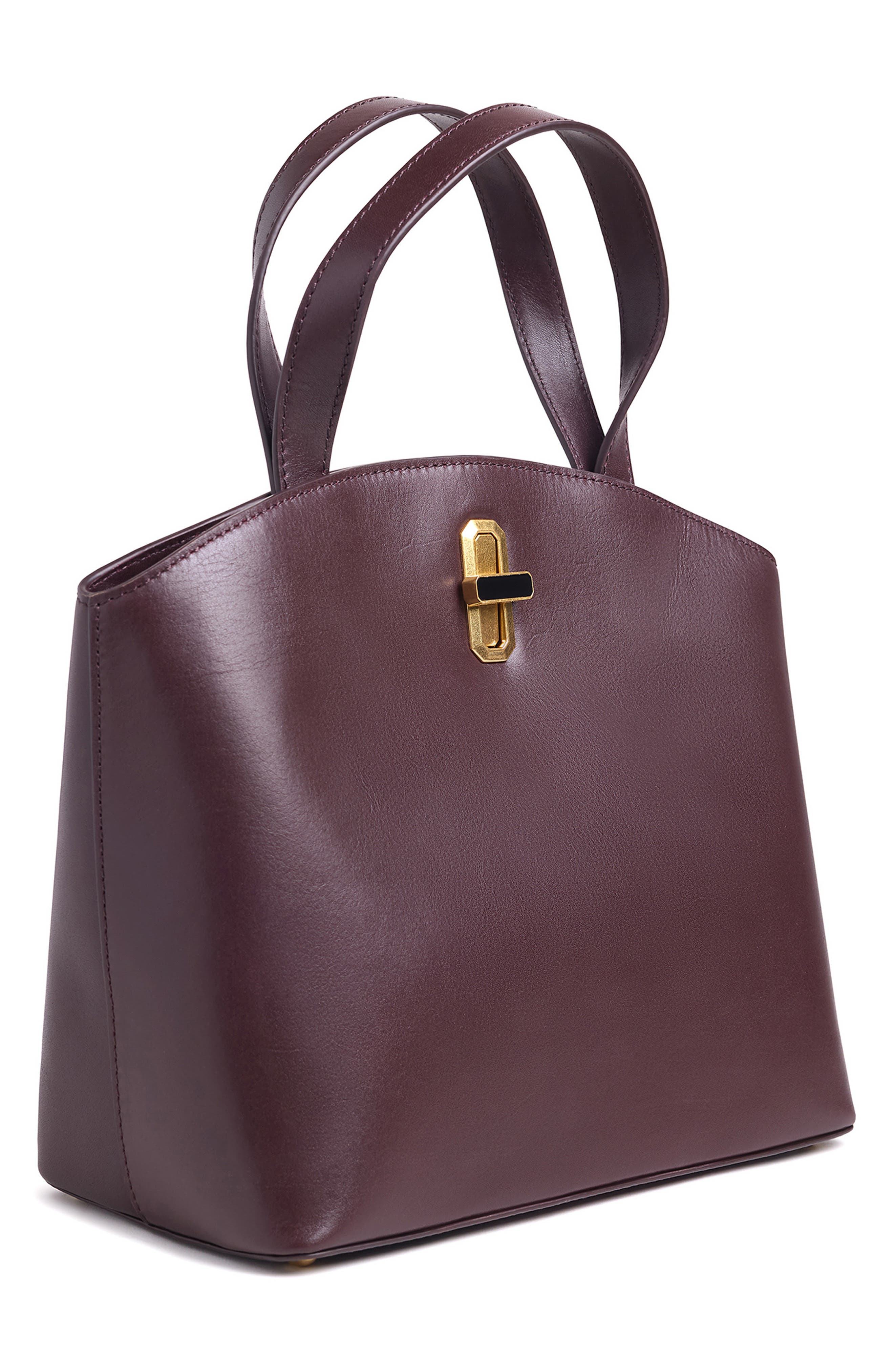 Small Leather Dome Tote, Alternate, color, CHERRY LACQUER