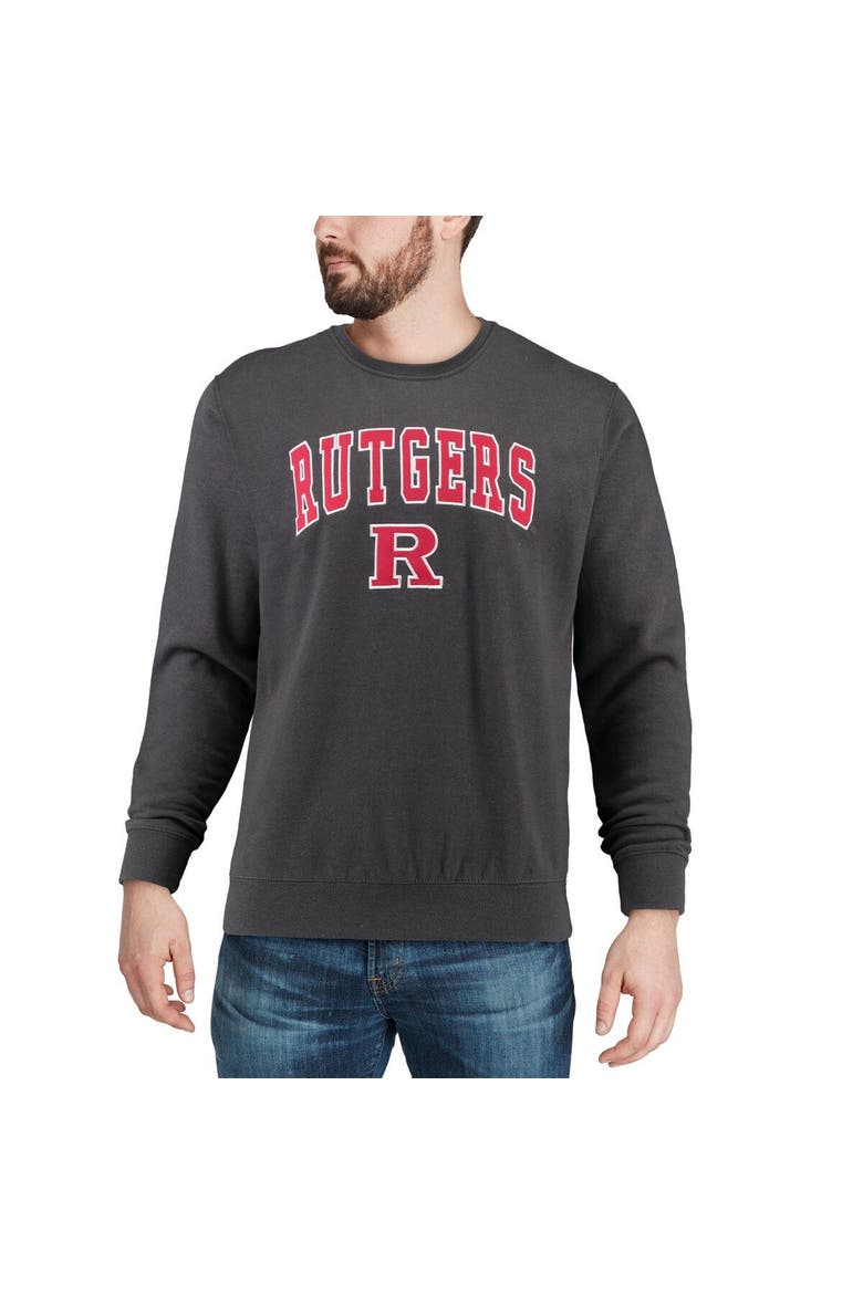 Men's Colosseum Charcoal Rutgers Scarlet Knights Arch & Logo Crew Neck Sweatshirt, Alternate, color, Charcoal