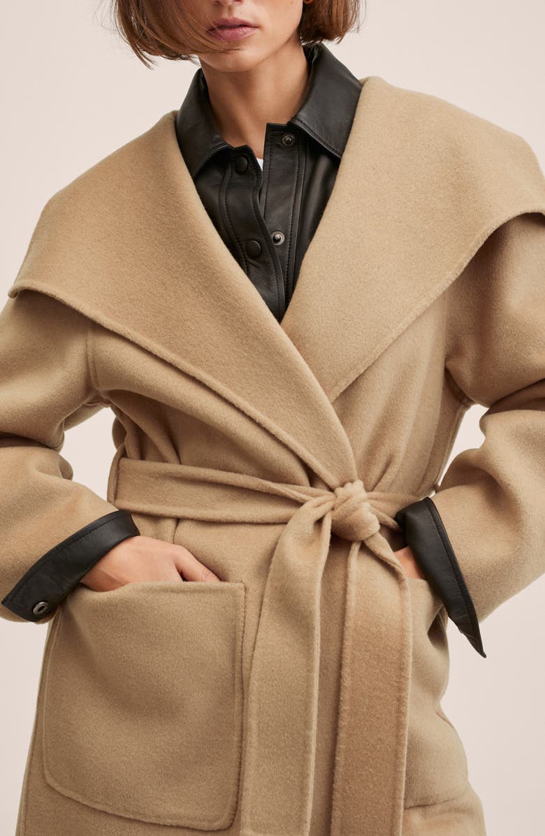 MANGO Oversize Belted Coat, Alternate, color,