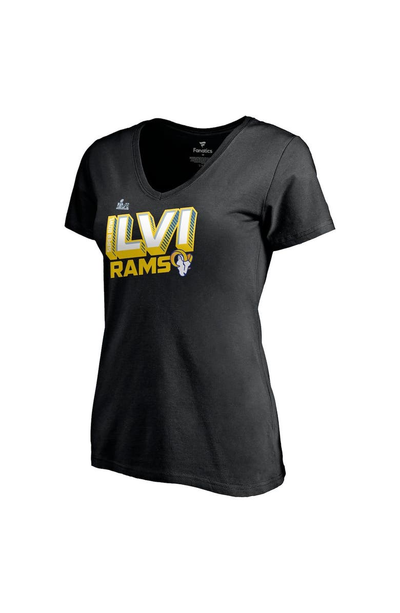 FANATICS Women's Fanatics Branded Black Los Angeles Rams Super Bowl LVI Bound Tilted Roster V-Neck T-Shirt, Alternate, color, 