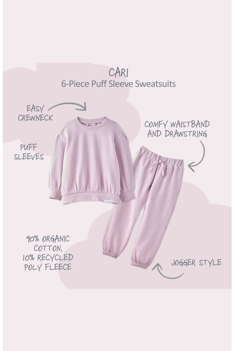 Kids Cari 6-Piece Sweatshirt & Sweatpants Set, Alternate, color, SORBET