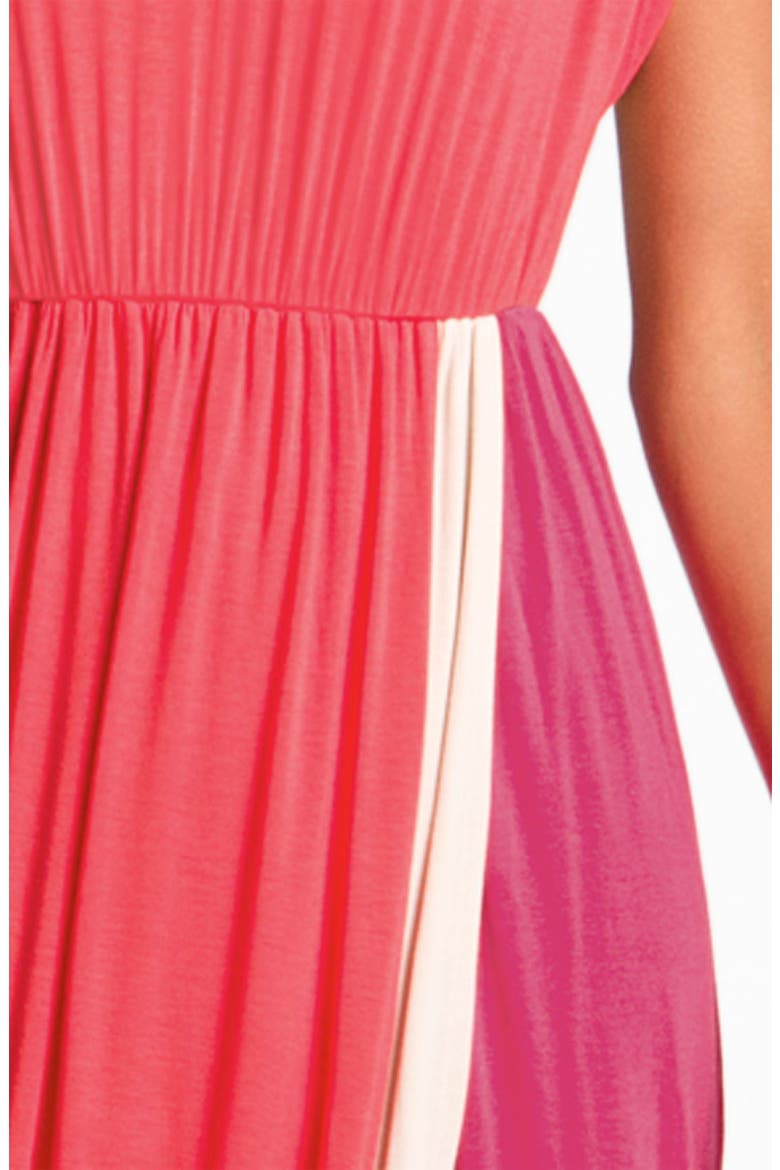 Contrast Trim Colorblock Jersey Maxi Dress (Nordstrom Exclusive), Alternate, color, HOT SALMON/ CREAM/ HOT PINK