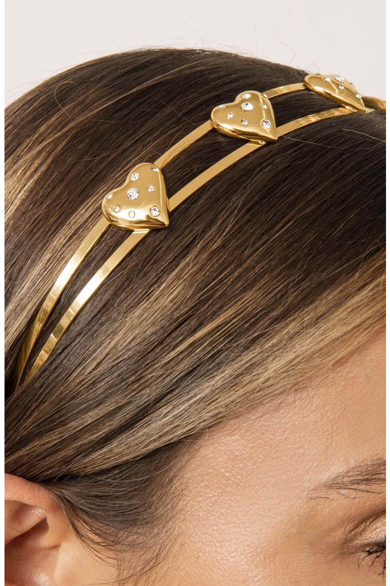 Love Embellished Heart Headband, Alternate, color, GOLD