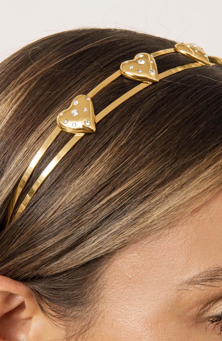 Ettika Love Embellished Heart Headband, Alternate, color, Gold