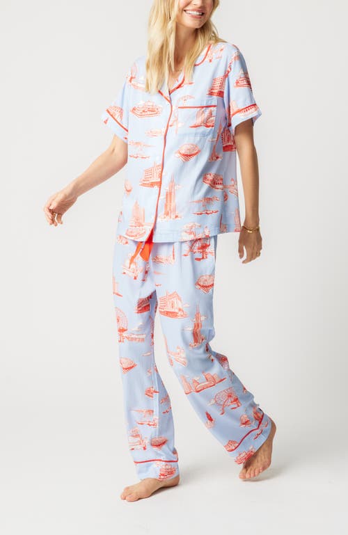 Katie Kime Chicago Toile Pants Set in Light Blue  product