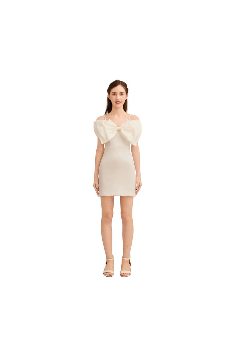 Bow Mini Dress, Alternate, color, White