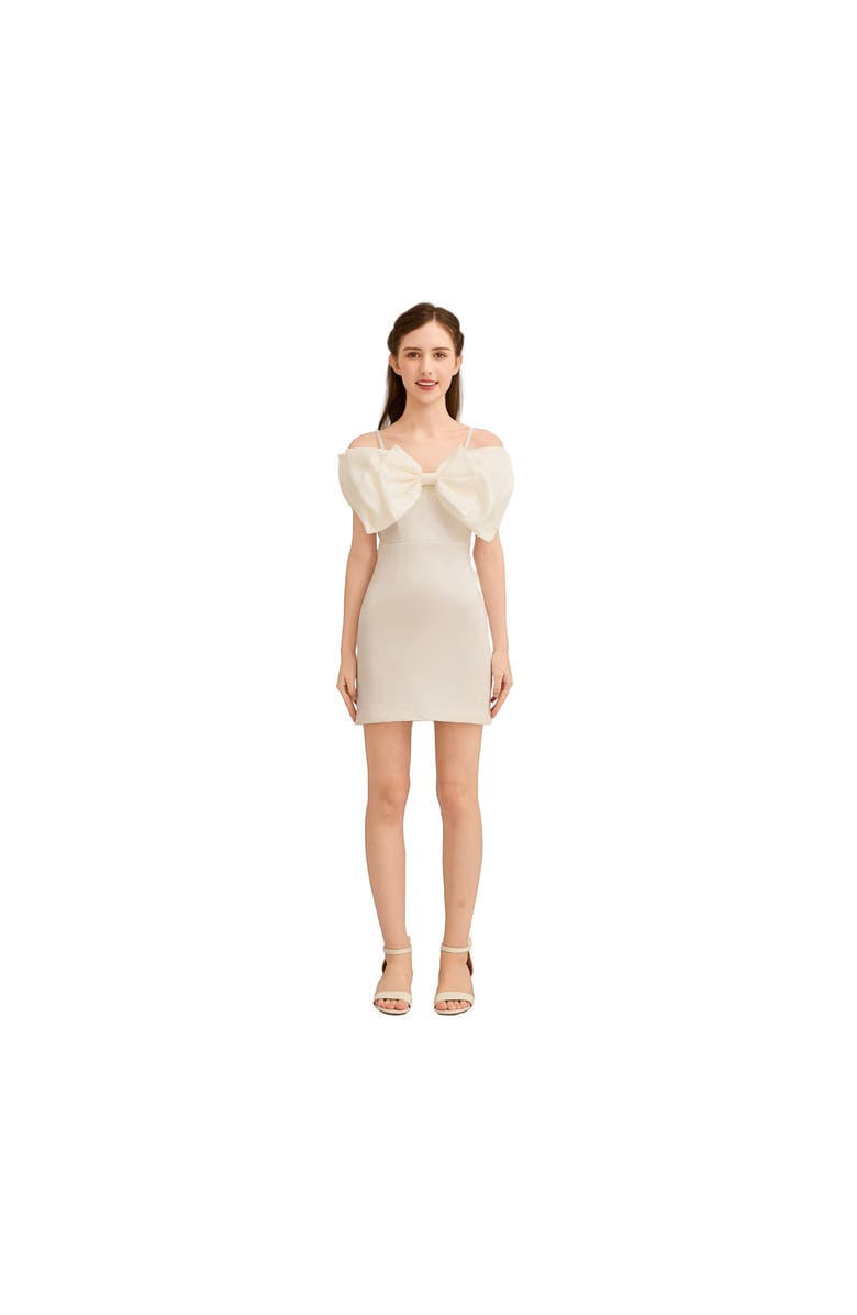 Tulleen Bow Mini Dress, Alternate, color, White