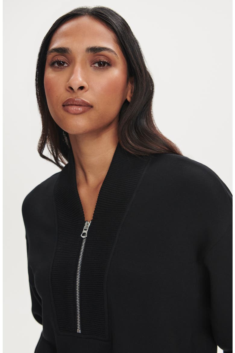 Sally Half Zip Sweatshirt, Alternate, color, BLACK