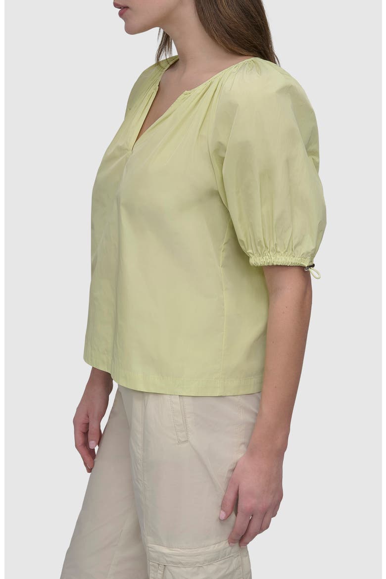 Drawcord Puff Sleeve Top, Alternate, color, TEA GREEN