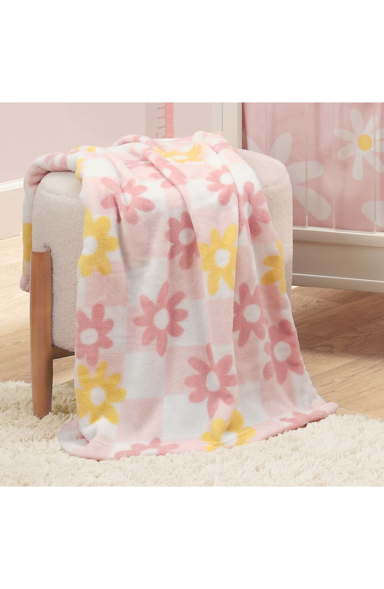 Lambs & Ivy Daisy Dreams Soft & Cozy Luxury Fleece Checkered Baby Blanket, Alternate, color, Pink