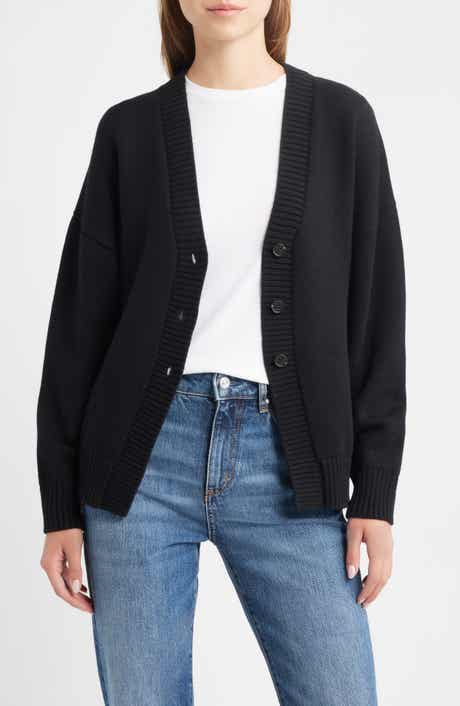 Philippa Cutaway Hem Cotton & Wool Blend Cardigan